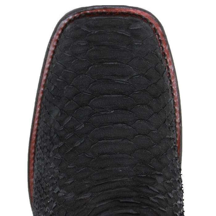 Los Altos Men's Genuine Python Skin Square Toe Ankle Boots - Black - Image 4
