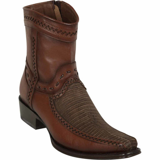 Los Altos Men's Lizard Skin European Toe Short Boots - Sanded Brown