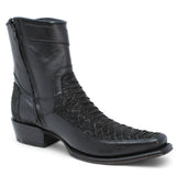 Los Altos Men's Original Python Skin European Toe Short Boots - Black 76BFN5705