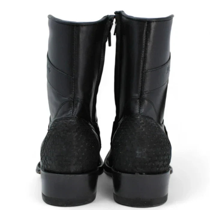 Los Altos Men's Original Python Skin European Toe Short Boots - Black - Image 3