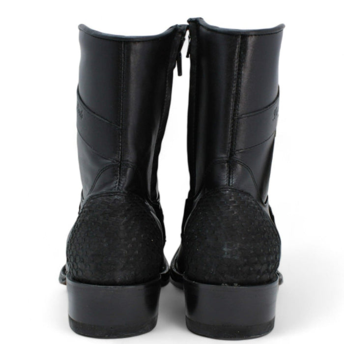 Los Altos Men's Original Python Skin European Toe Short Boots - Black 76BFN5705