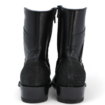 Los Altos Men's Original Python Skin European Toe Short Boots - Black 76BFN5705