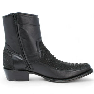 Los Altos Men's Original Python Skin European Toe Short Boots - Black - Image 2