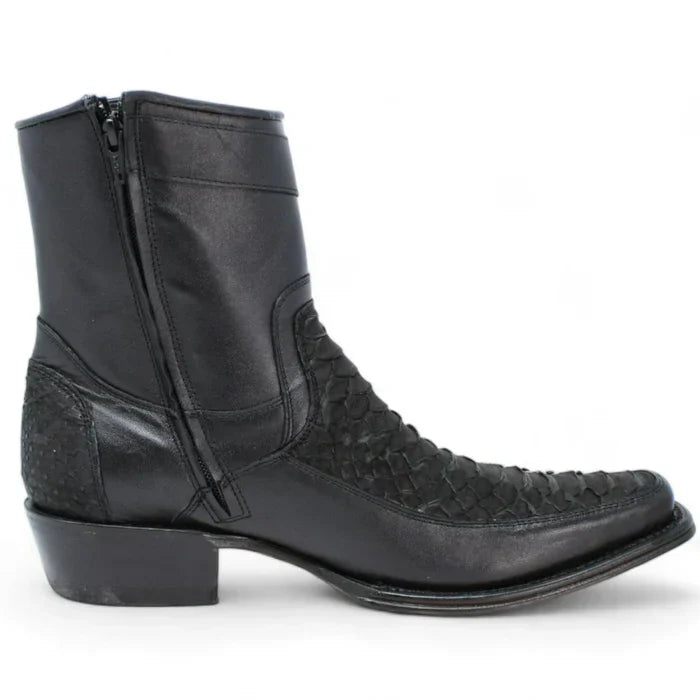 Los Altos Men's Original Python Skin European Toe Short Boots - Black - Image 2