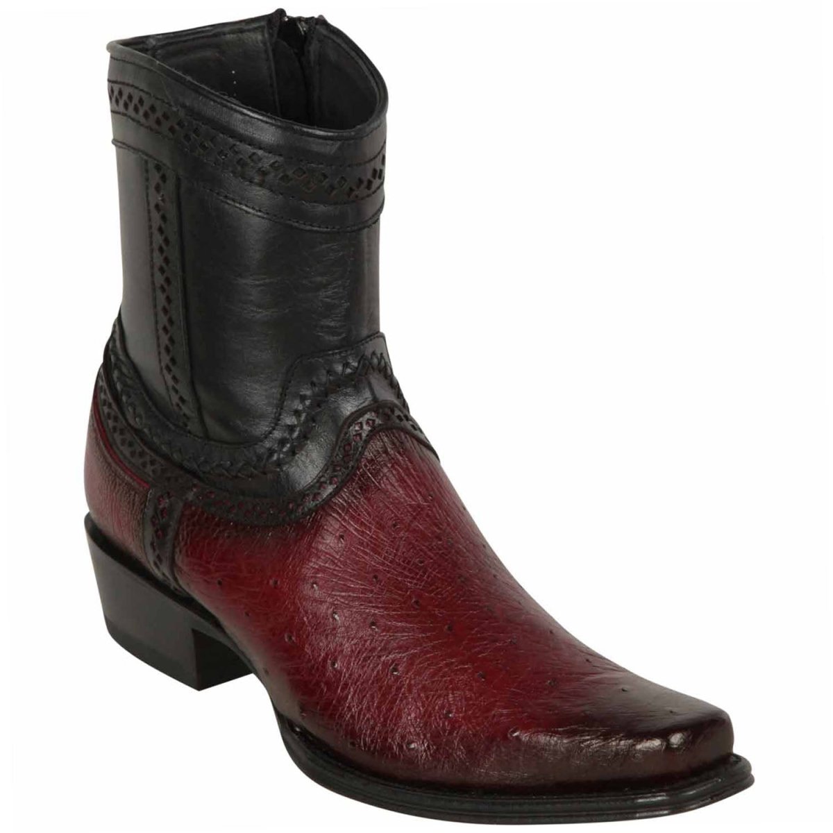 Los Altos Men's Original Python Skin European Toe Short Boots - Black
