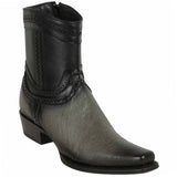 Los Altos Men's Original Smooth Ostrich Skin European Toe Short Boots - Grey