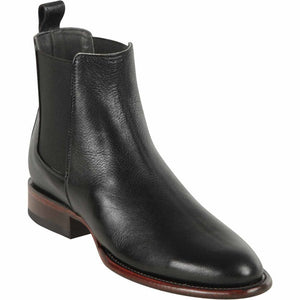 Los Altos Men's Round Toe Leather Short Boots Belmont - Black