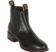 Los Altos Men's Round Toe Leather Short Boots - Black