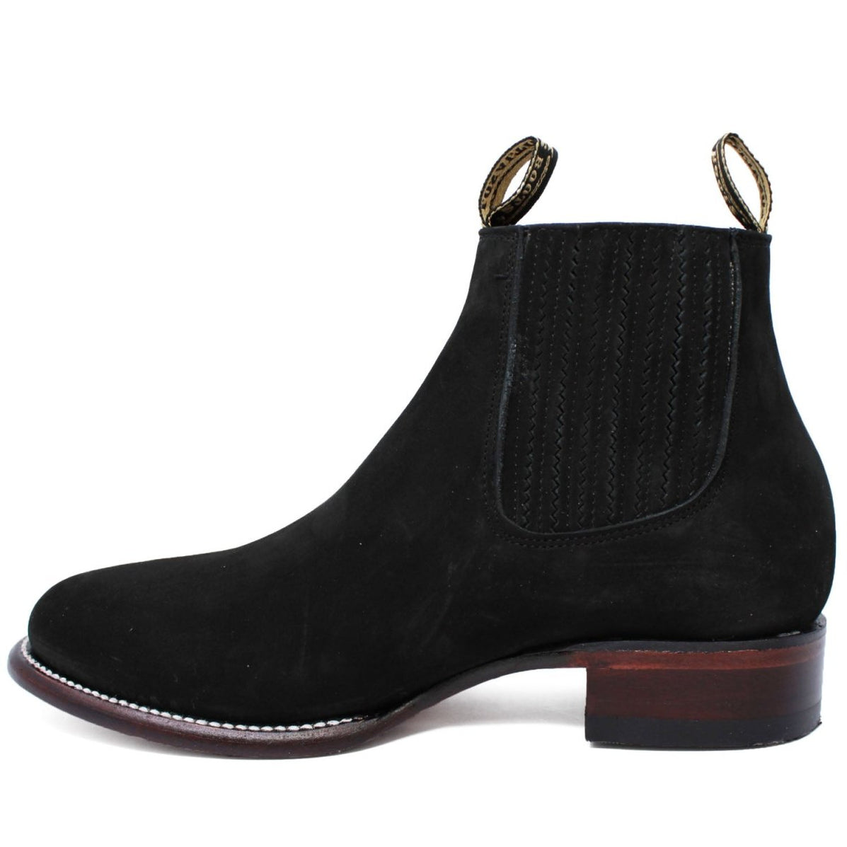 Los Altos Men's Wide Square Toe Suede Leather Short Boots - Chocolate