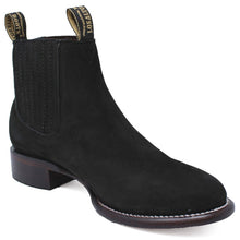 Los Altos Men's Round Toe Suede Leather Short Boots - Black