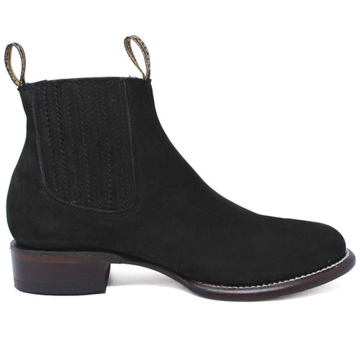 Los Altos Men's Round Toe Suede Leather Short Boots - Black