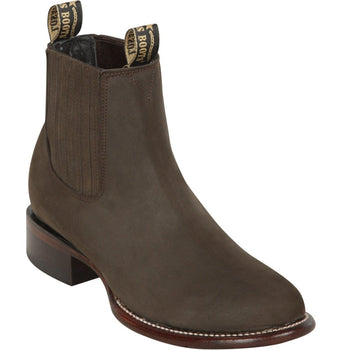Los Altos Men's Round Toe Suede Leather Short Boots - Chocolate