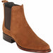 Los Altos Men's Round Toe Suede Leather Short Boots - Cognac