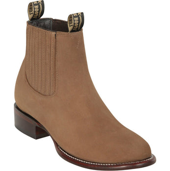 Los Altos Men's Round Toe Suede Leather Short Boots - Taupe