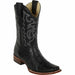 Los Altos Men's Smooth Ostrich Square Toe Boots - Black
