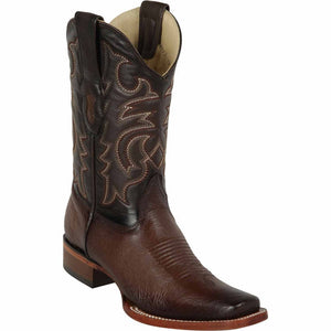 Los Altos Men's Smooth Ostrich Square Toe Boots - Black