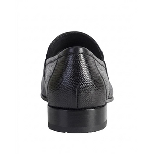 Los Altos Men's Stylish Black Genuine Caiman Belly And Lizard Classic Slip-On Dress Shoes
