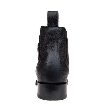 Los Altos Men's Wide Square Toe Caiman Belly Short Boots - Black - Image 6