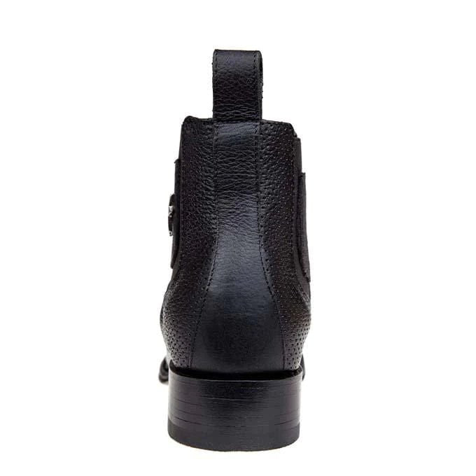 Los Altos Men's Wide Square Toe Caiman Belly Short Boots - Black - Image 5