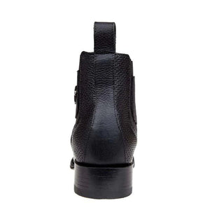 Los Altos Men's Wide Square Toe Caiman Belly Short Boots - Black