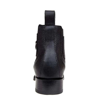 Los Altos Men's Wide Square Toe Caiman Belly Short Boots - Black - Image 5