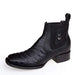 Los Altos Men's Wide Square Toe Caiman Belly Short Boots - Black