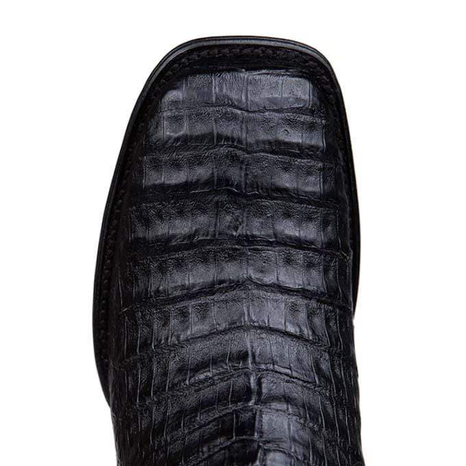 Los Altos Men's Wide Square Toe Caiman Belly Short Boots - Black - Image 4