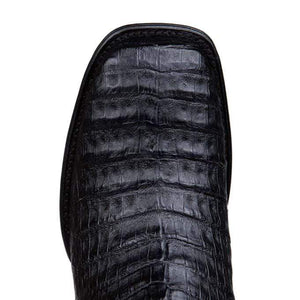 Los Altos Men's Wide Square Toe Caiman Belly Short Boots - Black - Image 2