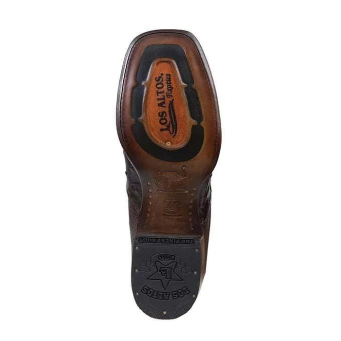 Los Altos Men's Wide Square Toe Ostrich Short Boots - Brown