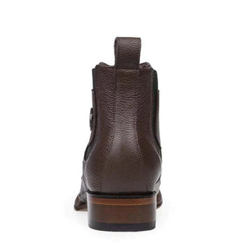 Los Altos Men's Wide Square Toe Ostrich Short Boots - Brown - Image 5