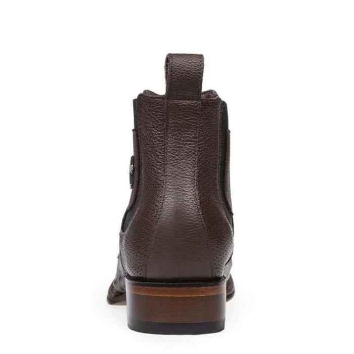 Los Altos Men's Wide Square Toe Ostrich Short Boots - Brown - Image 4