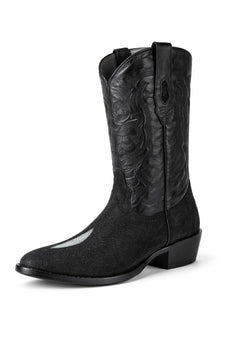 Los Altos Boots Single Stone Stingray R-Toe Black Cowboy Botas De Mantarraya - Mantarraya Boots - Image 5