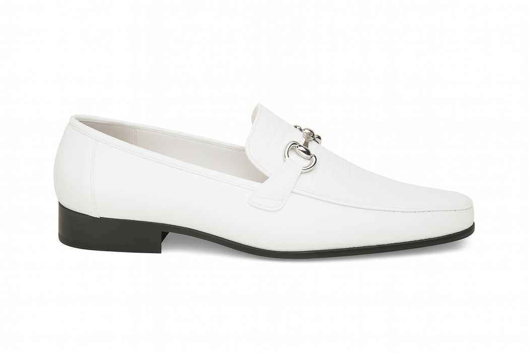 Los Altos White Genuine Teju Lizard Skin Slip-On Loafers