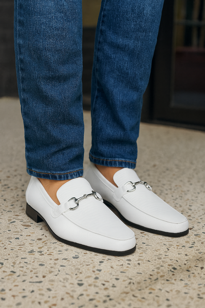Los Altos White Genuine Teju Lizard Skin Slip-On Loafers - Image 7