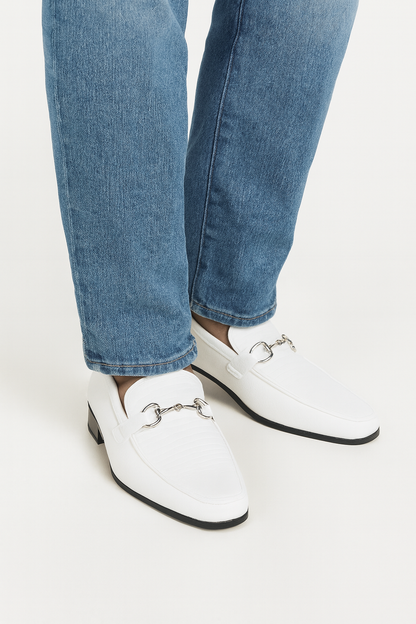 Los Altos White Genuine Teju Lizard Skin Slip-On Loafers - Image 5