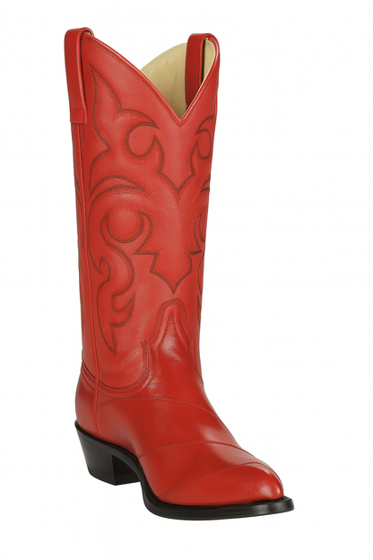 J Toe Cowboy Boots - J Toe Western Boots - Los Altos Boots - Mens Dress Cowboy Boot - Low Priced Mens Red Eel Cowboy Boots J-Toe-  in Red - Image 6