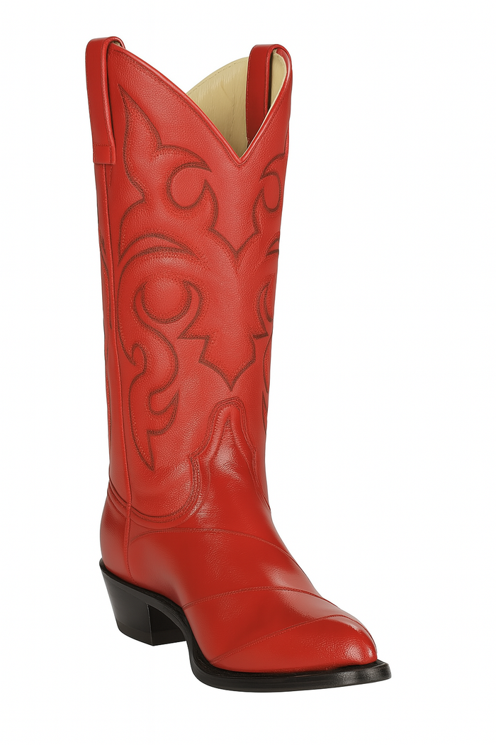 J Toe Cowboy Boots - J Toe Western Boots - Los Altos Boots - Mens Dress Cowboy Boot - Low Priced Mens Red Eel Cowboy Boots J-Toe-  in Red - Image 6