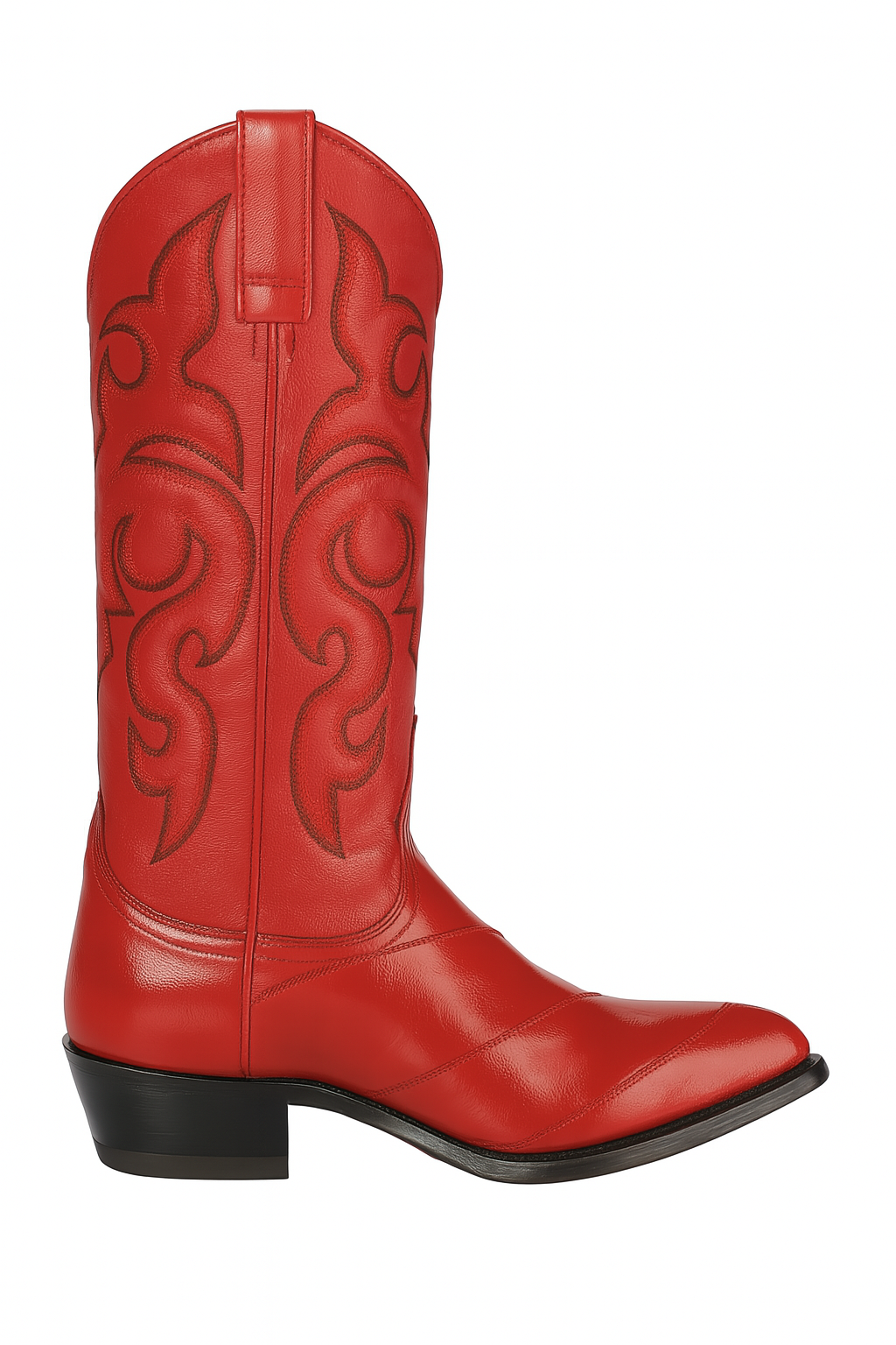 J Toe Cowboy Boots - J Toe Western Boots - Los Altos Boots - Mens Dress Cowboy Boot - Low Priced Mens Red Eel Cowboy Boots J-Toe-  in Red - Image 3