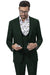 Modern Fit Wide Lapel Suit - Peak Lapel Suit with Double breasted Vest in Black - Navy Blue - Gold - Charcoal - Brown - Purple - Hunter