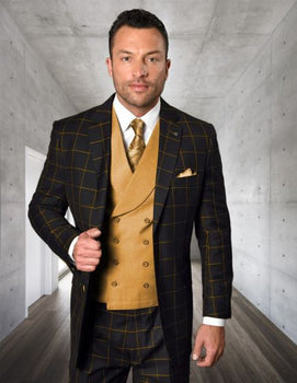 Statement Men’s 3-Piece 100% Wool Modern Fit Suit – Bold Accent Color Design
