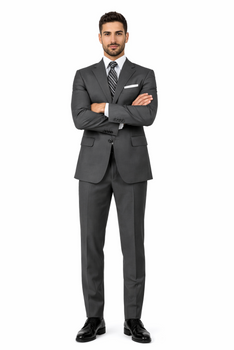 Lucci Grey 3-Button with Pleated Slacks Classic Suit