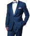 (36R, 38R, 46R, 48L) Blue Slim Fit Tuxedo With Satin Shawl Lapel 1 Button