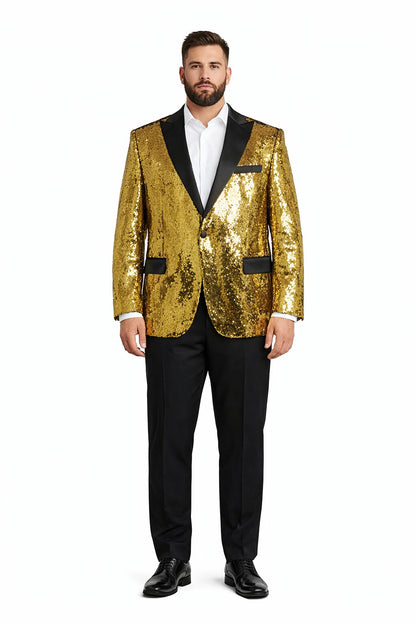 Men's One Button  Gold Sequin Blazer - Sequin Tuxedo - Dinner Jacket - Image 8