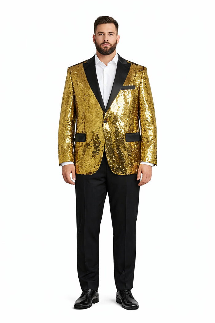 Men's One Button  Gold Sequin Blazer - Sequin Tuxedo - Dinner Jacket - Image 8