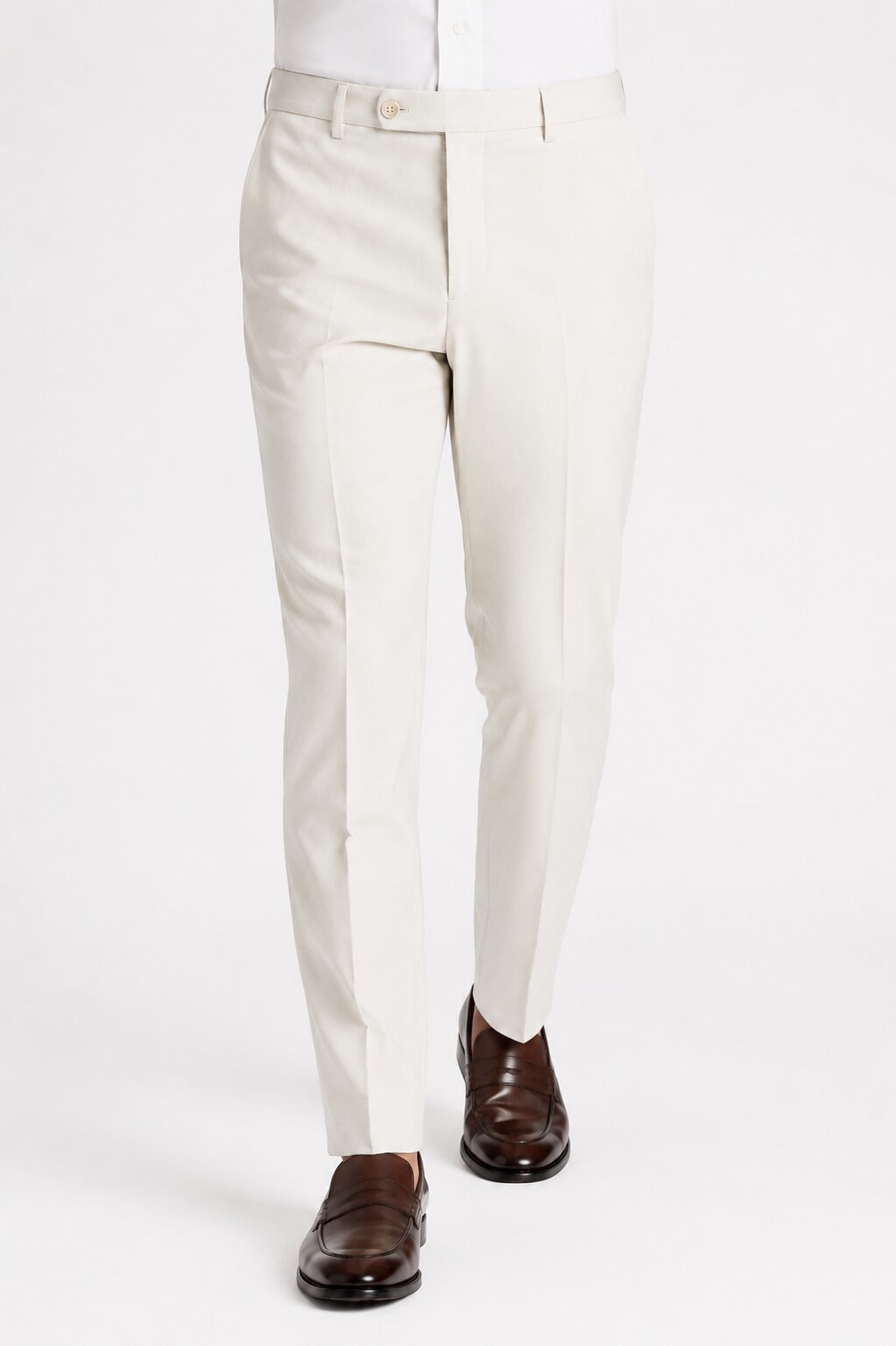 Offwhite Flat Front Wool Dress Pant 2560 by Tiglio Luxe