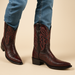 Mens King Exotic Ostrich Leg Boots Black Cherry (4980518)