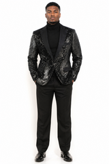 Mens Sequin Christmas Holiday Blazer – Luxury Party Jacket for New Year Jacket Sparkly Dinner Jacket in Color "Black"