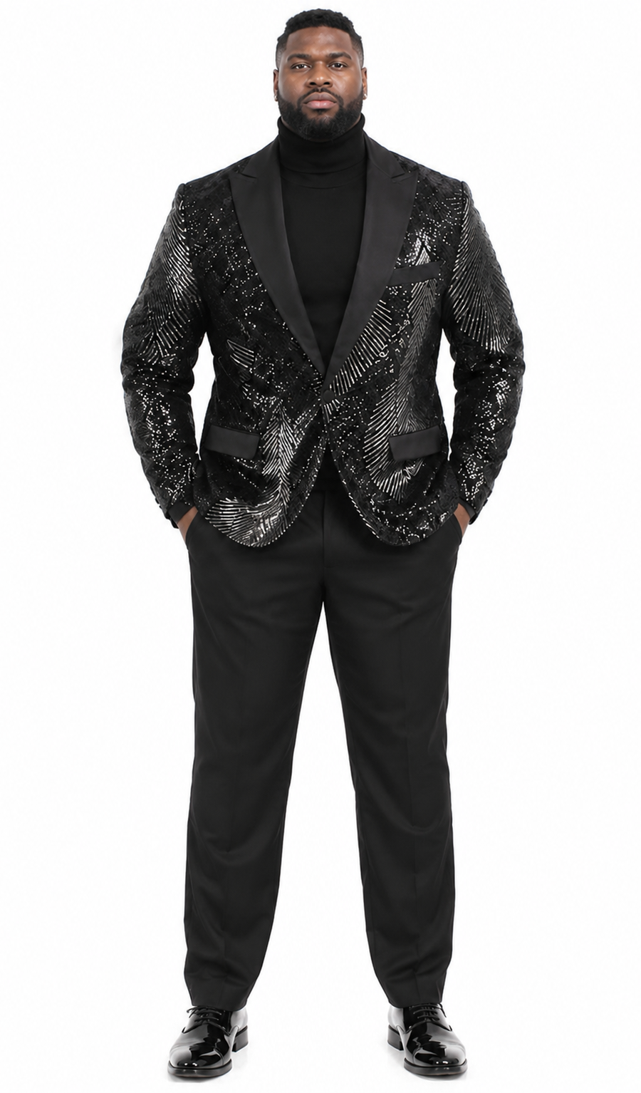 Mens Sequin Christmas Holiday Blazer – Luxury Party Jacket for New Year Jacket Sparkly Dinner Jacket in Color "Black"