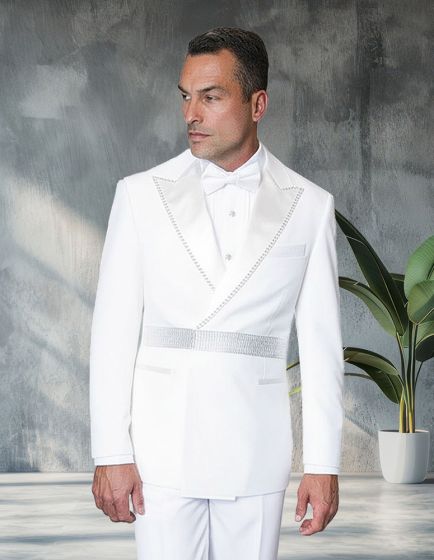 Statement Men's 3 Piece Modern Fit Tuxedo - Satin Peak Lapel