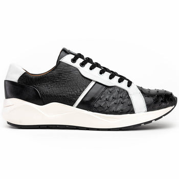 Marco_Di_Milano Lyon II: Black & White Leather Luxury Shoe